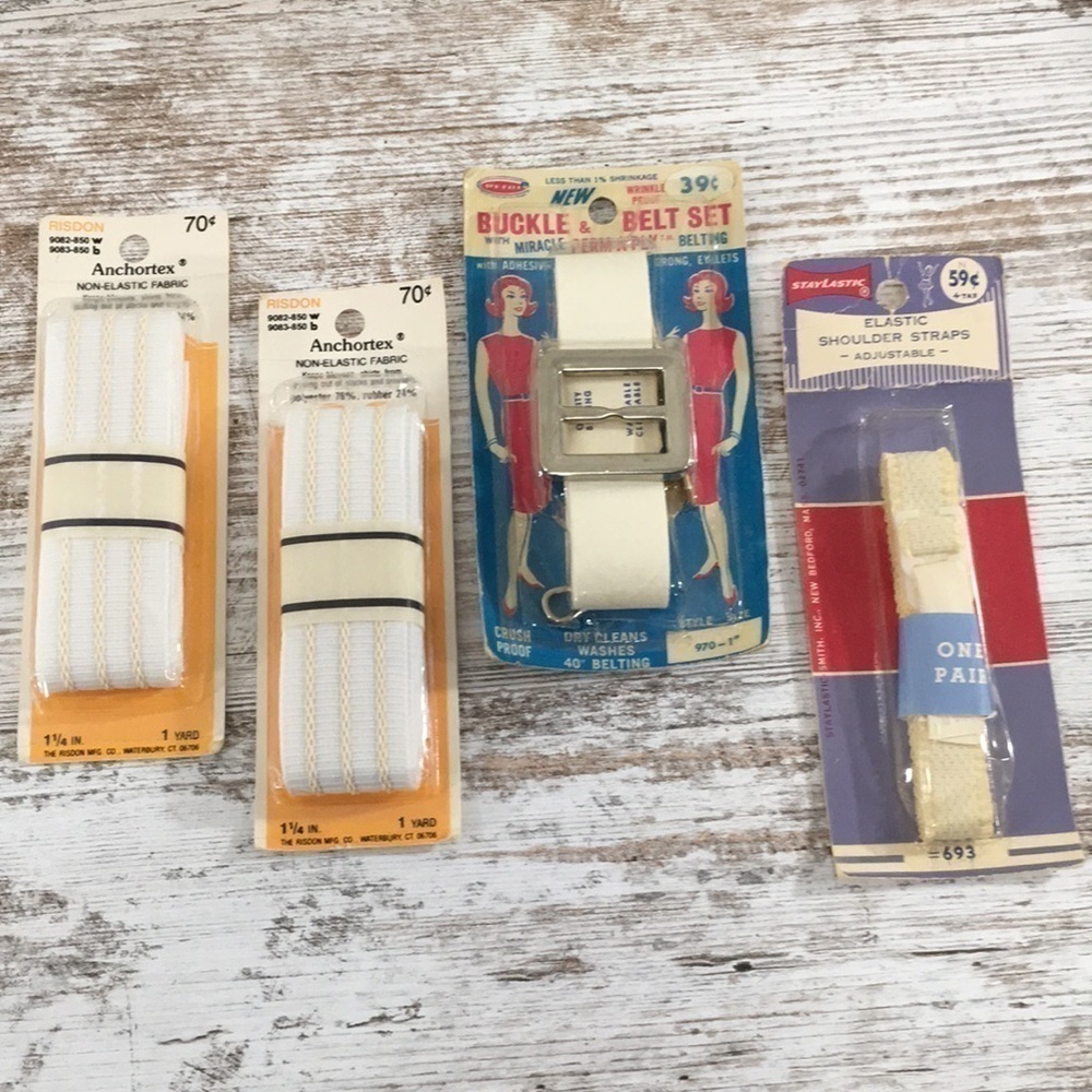 Anchortex Vintage Sewing Fabric Buckle Belt Straps Lot 4 Notions Staylastic